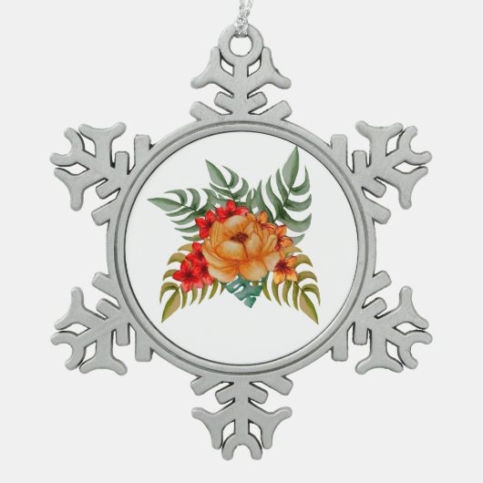 花束 スノーフレークピューターオーナメント (正面)