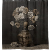 花束-ダリアおよびスカル シャワーカーテン (正面)