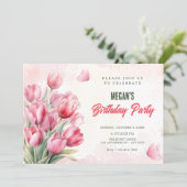 花束 チューリップ 誕生日 招待状 (スタンド正面)