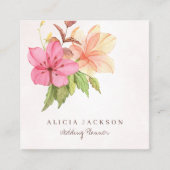 花束 パステル 水彩 結婚式 プランナー スクエア名刺 (正面)