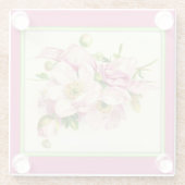 花束 ピンク ヴィンテージ ガラス コースター (裏面)