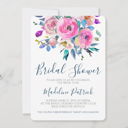 花束 ブライダルシャワー 招待状 (正面)