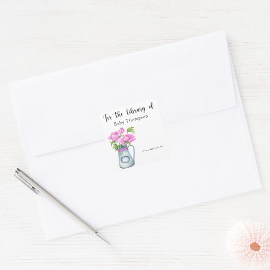 花束 – 図書室 スクエアシール (封筒)