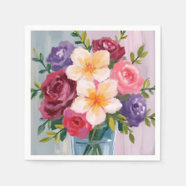 花束 水彩花卉画 スタンダードカクテルナプキン