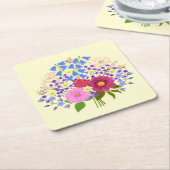 花束 淡黄色 スクエアペーパーコースター (アングル)