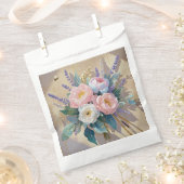 花束 牡丹 ラベンダー フェイバーバッグ (クリップ留めされた状態)