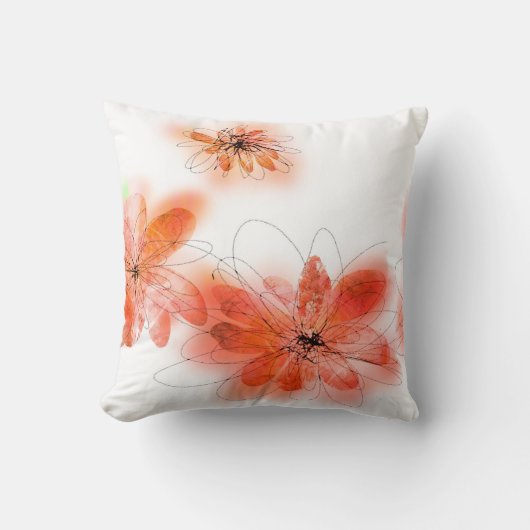 花枕水彩スタイル抽象芸術フローラアート クッション (正面)