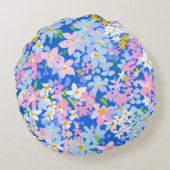 花枕、フローラ枕、ピンクブルー枕 ラウンドクッション (裏面)