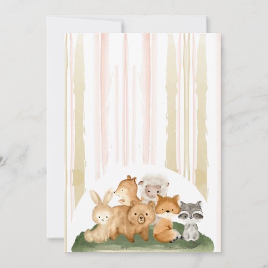 花林動物予算Oh男の子ベビーシャワー 招待状 (裏面)