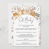 花林動物予算Oh赤ちゃんシャワー 招待状 (正面)
