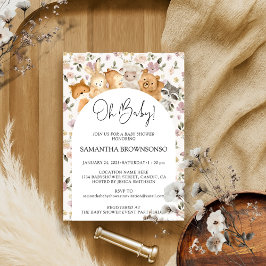 花林動物予算Oh赤ちゃんシャワー 招待状