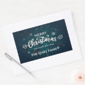 花枝とベリーのクリスマスステッカー 長方形シール (封筒)