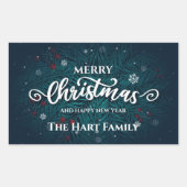 花枝とベリーのクリスマスステッカー 長方形シール (正面)