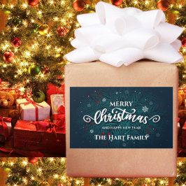 花枝とベリーのクリスマスステッカー 長方形シール