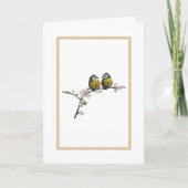 花枝に座っているさくらんぼの鳥 カード (正面)