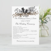 【花枝】ヴィンテージ ラブバード ウェディング 招待 プログラム (スタンド正面)