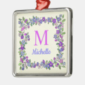 花枠のお客様のモノグラムと名前 メタルオーナメント (左)