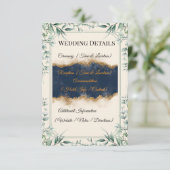 花枠ウェディング詳細カード | エレガントなホワイト エンクロージャーカード (スタンド正面)