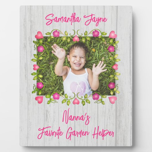 花枠ウッドルックギフトパーソナライズされたプラーク フォトプラーク (正面)