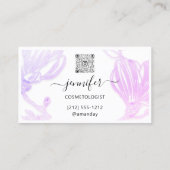 花枠QRコードカスタムロゴピンク白 名刺 (裏面)