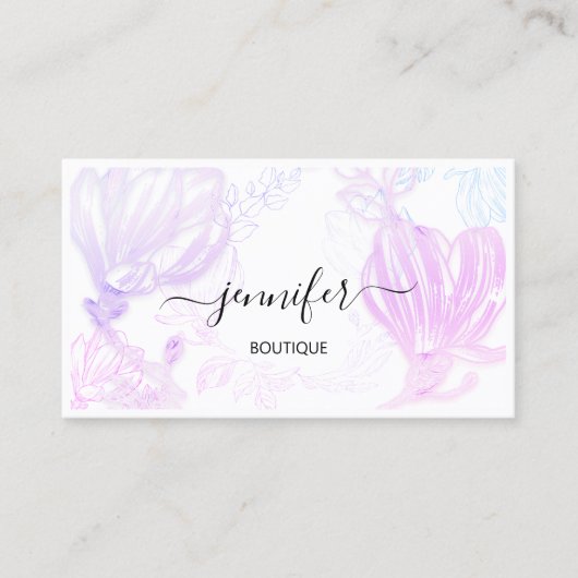 花枠QRコードカスタムロゴピンク白 名刺 (正面)