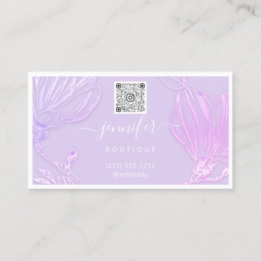 花枠QRコードカスタムロゴピンク紫 名刺 (裏面)