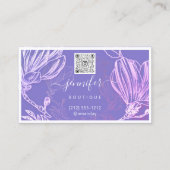 花枠QRコードカスタムロゴ紫薄紫 名刺 (裏面)