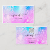 花枠QRコードカスタムロゴ青ピンク 名刺 (正面/裏面)