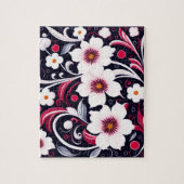 花柄かわいい白い花 ジグソーパズル (縦)