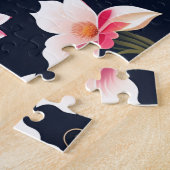 花柄かわいい白とピンクの花 ジグソーパズル (側面)