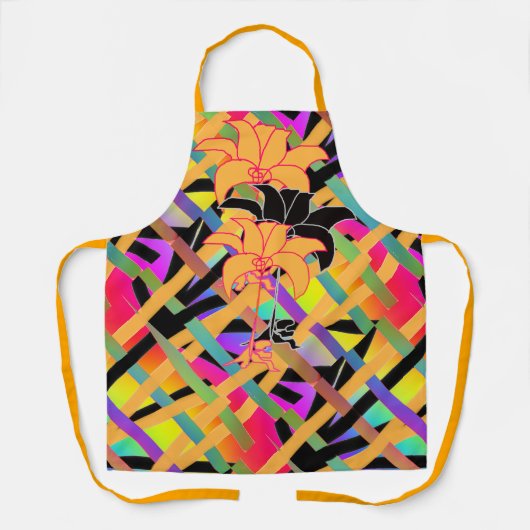 花柄が織り交ざった エプロン (正面)