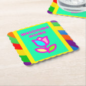 花柄とのストライプウェルカムホーム ペーパーコースター (アングル)