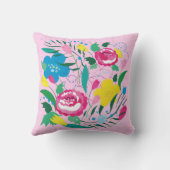 花柄とカラフル花束。 クッション (裏面)