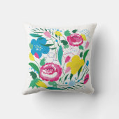 花柄とカラフル花束。 クッション (裏面)