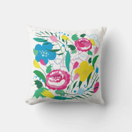 花柄とカラフル花束。 クッション