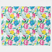 花柄とカラフル花束。 フリースブランケット (正面(横))