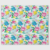 花柄とカラフル花束。 ラッピングペーパー (フラット)