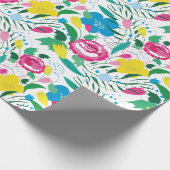 花柄とカラフル花束。 ラッピングペーパー (角)