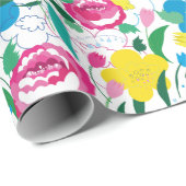 花柄とカラフル花束。 ラッピングペーパー (ロールコーナー)