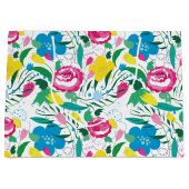 花柄とカラフル花束。 ラージペーパーバッグ (正面)