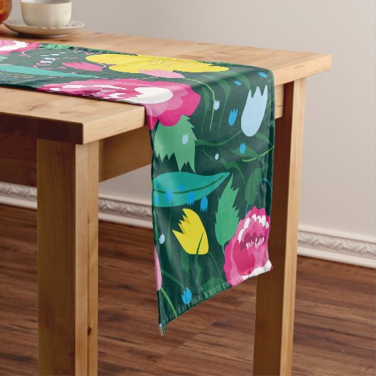 花柄とカラフル花束。 ロングテーブルランナー (インサイチュ)