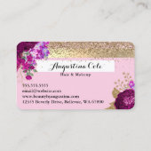 花柄とグリッターのクレジットカードスタイルの名刺 名刺 (裏面)