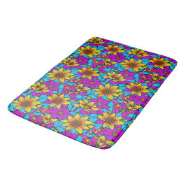 花柄と抽象芸術ラインアート10 - Bathmat バスマット