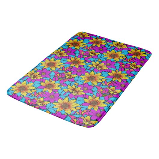 花柄と抽象芸術ラインアート10 - Bathmat バスマット (アングル)