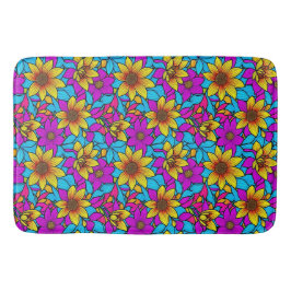 花柄と抽象芸術ラインアート10 - Bathmat バスマット