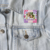 花柄と格子模様のフォトフレーム 母の日 缶バッジ (インサイチュ)