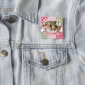 花柄と格子模様のフォトフレーム 母の日 缶バッジ (インサイチュ)