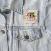 花柄と格子模様のフォトフレーム 母の日 缶バッジ (インサイチュ)
