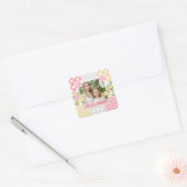 花柄と格子模様の写真フレーム 母の日 スクエアシール (封筒)