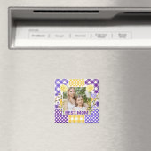 花柄と格子模様の写真フレーム 母の日 マグネット (インサイチュ (食洗機))